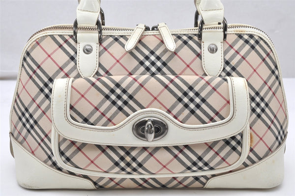 Authentic BURBERRY Vintage Nova Check Canvas Leather Hand Bag Beige 5663K