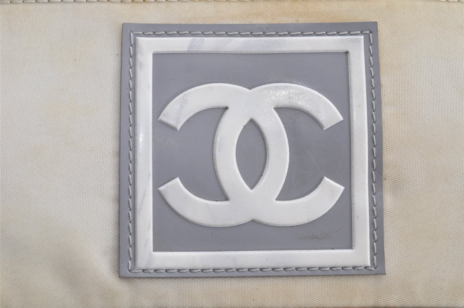 Authentic CHANEL Sports Line Nylon Leather CC Logo Backpack White Gray 5665J