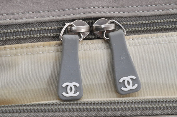 Authentic CHANEL Sports Line Nylon Leather CC Logo Backpack White Gray 5665J