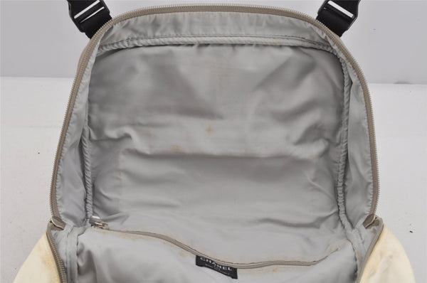 Authentic CHANEL Sports Line Nylon Leather CC Logo Backpack White Gray 5665J