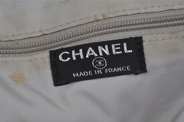 Authentic CHANEL Sports Line Nylon Leather CC Logo Backpack White Gray 5665J