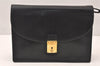 Authentic GUCCI Vintage Clutch Hand Bag Purse Leather Black 5665K