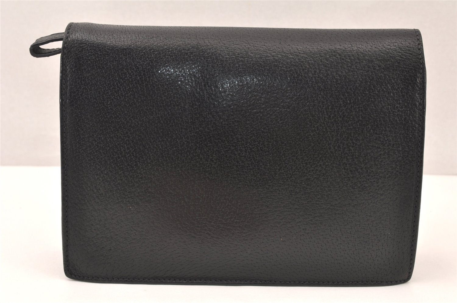 Authentic GUCCI Vintage Clutch Hand Bag Purse Leather Black 5665K