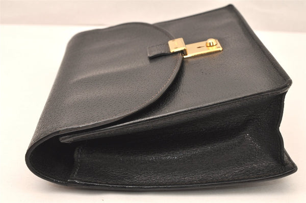 Authentic GUCCI Vintage Clutch Hand Bag Purse Leather Black 5665K