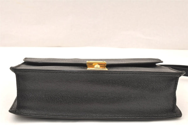 Authentic GUCCI Vintage Clutch Hand Bag Purse Leather Black 5665K