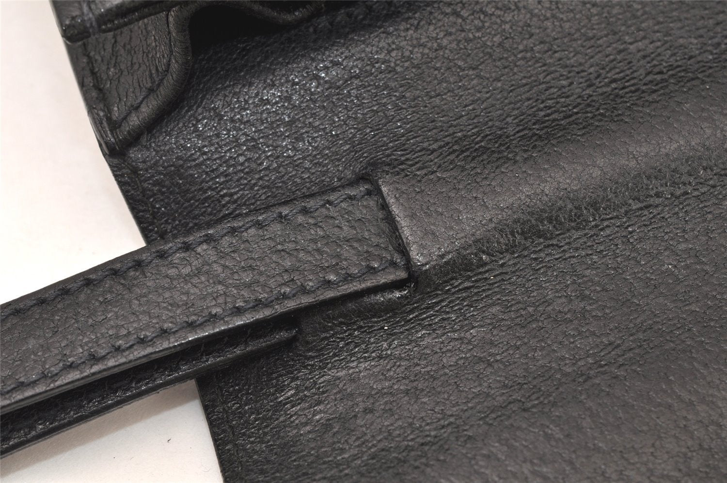 Authentic GUCCI Vintage Clutch Hand Bag Purse Leather Black 5665K