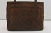 Authentic CHANEL Suede Medallion CoCo Mark Shoulder Tote Bag Brown 5666I