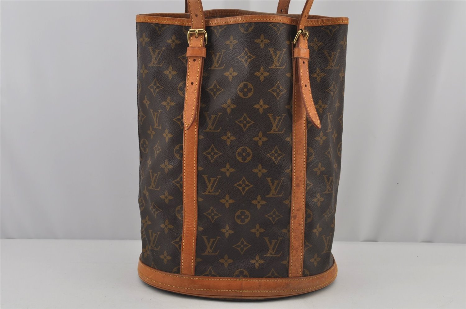 Authentic Louis Vuitton Monogram Bucket GM Shoulder Tote Bag M42236 Junk 5668J