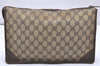 Authentic GUCCI Vintage Clutch Hand Bag Purse GG PVC Leather Brown 5668K