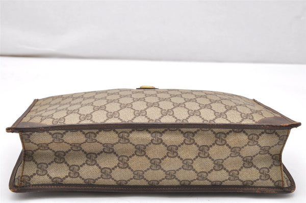 Authentic GUCCI Vintage Clutch Hand Bag Purse GG PVC Leather Brown 5668K