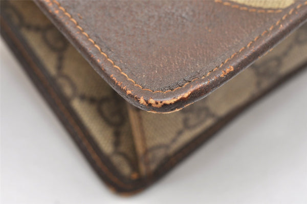 Authentic GUCCI Vintage Clutch Hand Bag Purse GG PVC Leather Brown 5668K