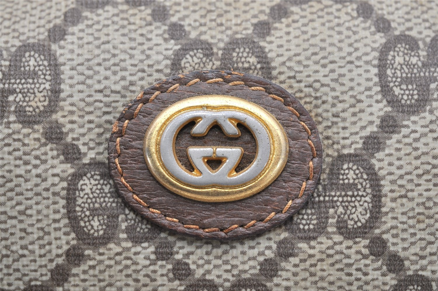 Authentic GUCCI Vintage Clutch Hand Bag Purse GG PVC Leather Brown 5668K