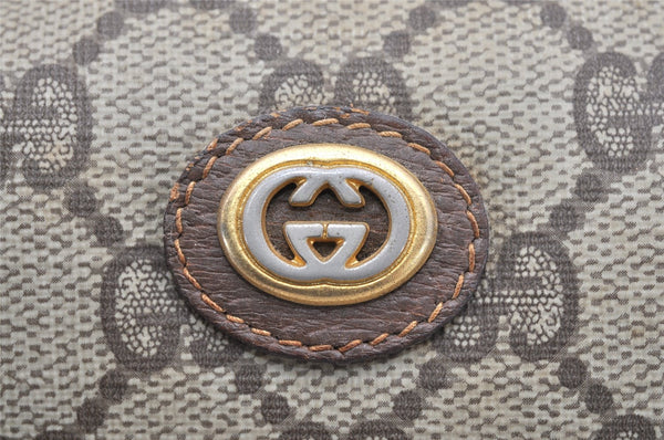 Authentic GUCCI Vintage Clutch Hand Bag Purse GG PVC Leather Brown 5668K