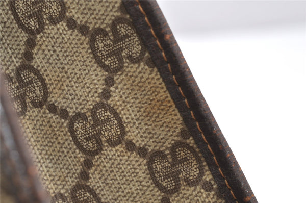Authentic GUCCI Vintage Clutch Hand Bag Purse GG PVC Leather Brown 5668K