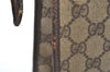 Authentic GUCCI Vintage Clutch Hand Bag Purse GG PVC Leather Brown 5668K