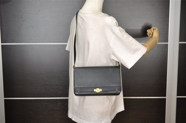 Authentic Christian Dior Vintage Shoulder Hand Bag Purse Leather Black 5669I