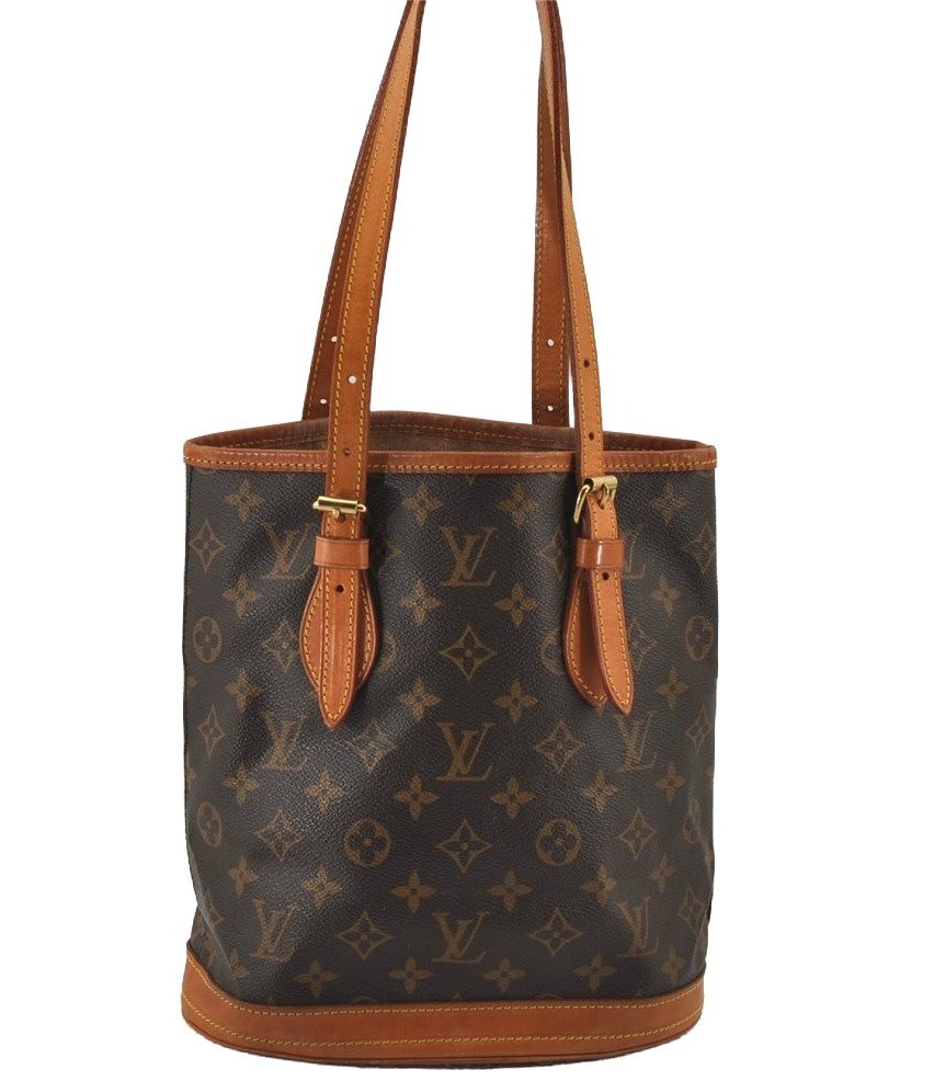 Authentic Louis Vuitton Monogram Bucket PM Shoulder Tote Bag M42238 Junk 5669J