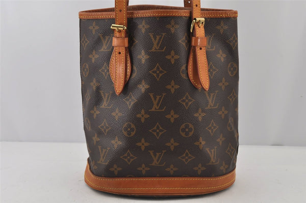 Authentic Louis Vuitton Monogram Bucket PM Shoulder Tote Bag M42238 Junk 5669J