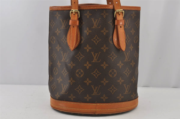 Authentic Louis Vuitton Monogram Bucket PM Shoulder Tote Bag M42238 Junk 5669J