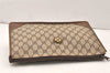 Authentic GUCCI Vintage Clutch Hand Bag Purse GG PVC Leather Brown 5669K