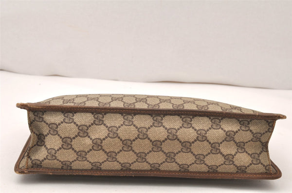 Authentic GUCCI Vintage Clutch Hand Bag Purse GG PVC Leather Brown 5669K