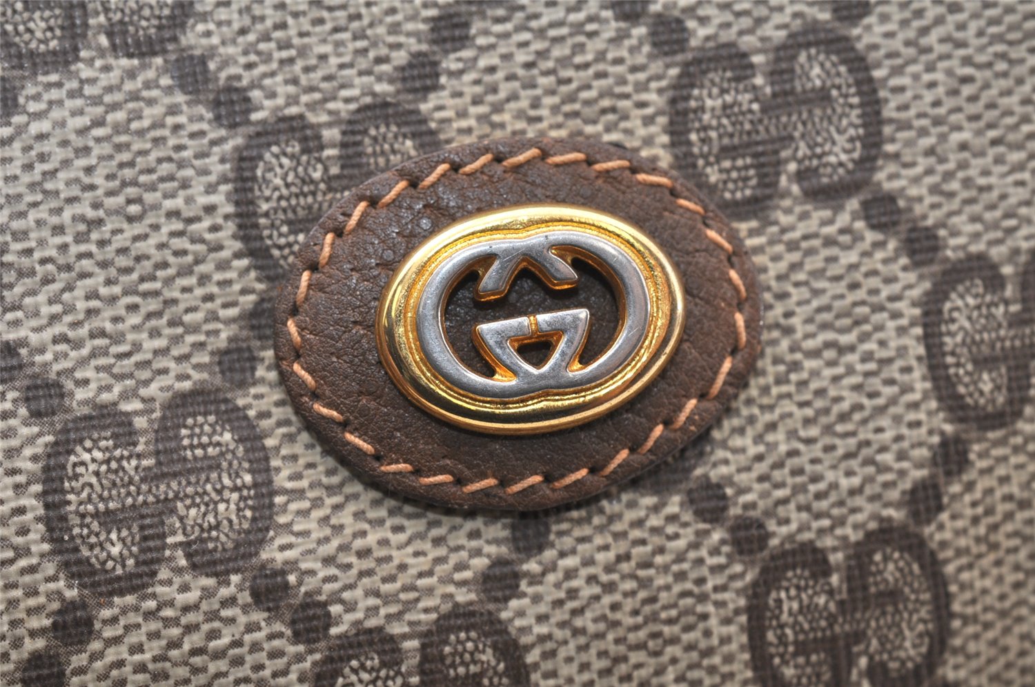 Authentic GUCCI Vintage Clutch Hand Bag Purse GG PVC Leather Brown 5669K