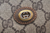 Authentic GUCCI Vintage Clutch Hand Bag Purse GG PVC Leather Brown 5669K