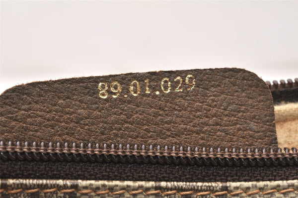 Authentic GUCCI Vintage Clutch Hand Bag Purse GG PVC Leather Brown 5669K