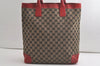 Authentic GUCCI Shoulder Tote Bag GG Canvas Leather 0021121 Black Beige 5670K