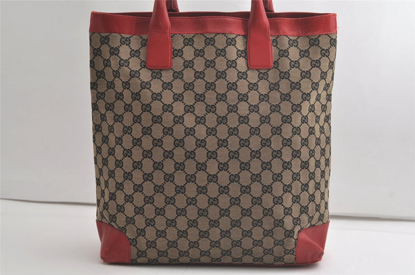 Authentic GUCCI Shoulder Tote Bag GG Canvas Leather 0021121 Black Beige 5670K