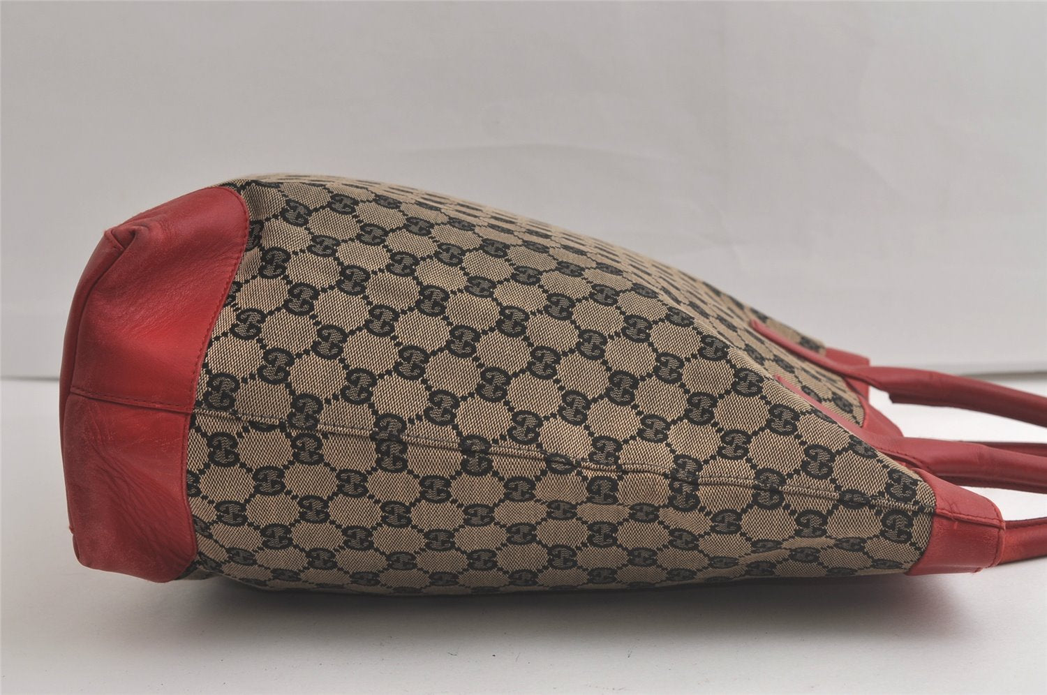 Authentic GUCCI Shoulder Tote Bag GG Canvas Leather 0021121 Black Beige 5670K