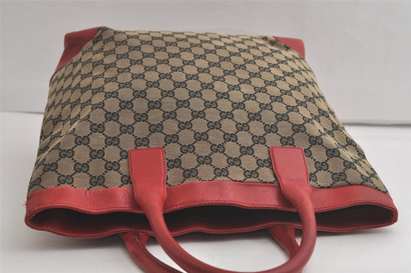 Authentic GUCCI Shoulder Tote Bag GG Canvas Leather 0021121 Black Beige 5670K