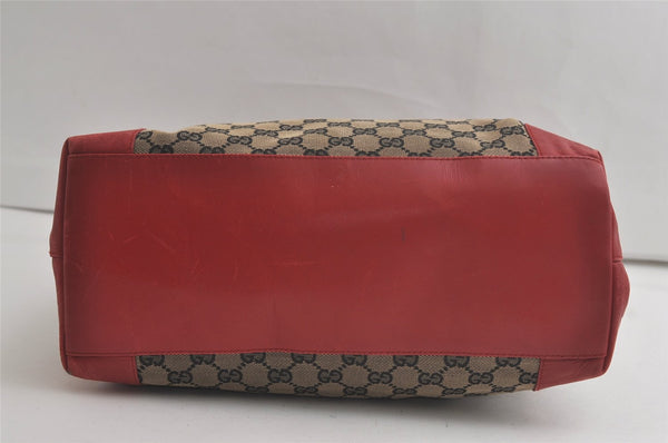 Authentic GUCCI Shoulder Tote Bag GG Canvas Leather 0021121 Black Beige 5670K
