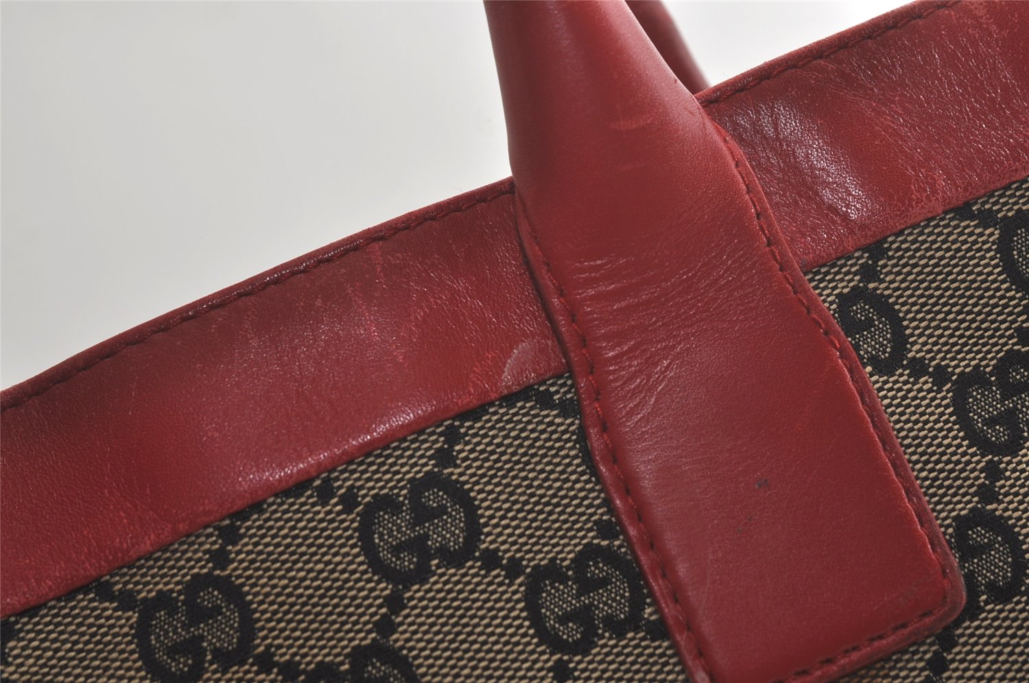 Authentic GUCCI Shoulder Tote Bag GG Canvas Leather 0021121 Black Beige 5670K