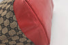 Authentic GUCCI Shoulder Tote Bag GG Canvas Leather 0021121 Black Beige 5670K