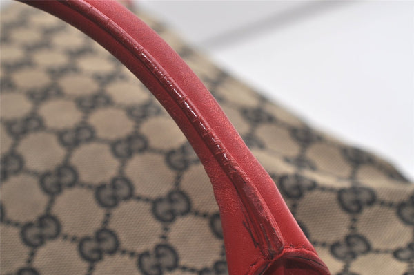 Authentic GUCCI Shoulder Tote Bag GG Canvas Leather 0021121 Black Beige 5670K