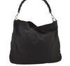 Authentic GUCCI Bamboo Shoulder Hand Bag Purse Nylon Leather 0011577 Black 5671K