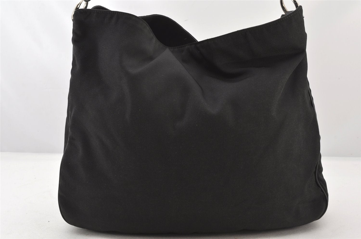 Authentic GUCCI Bamboo Shoulder Hand Bag Purse Nylon Leather 0011577 Black 5671K