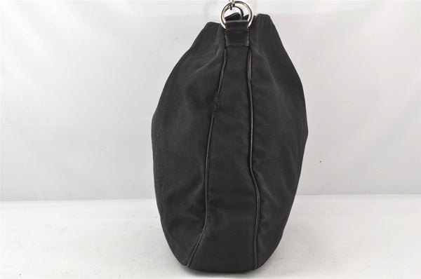 Authentic GUCCI Bamboo Shoulder Hand Bag Purse Nylon Leather 0011577 Black 5671K