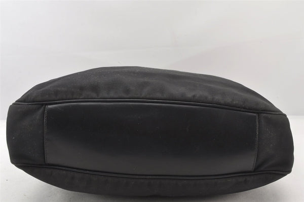 Authentic GUCCI Bamboo Shoulder Hand Bag Purse Nylon Leather 0011577 Black 5671K