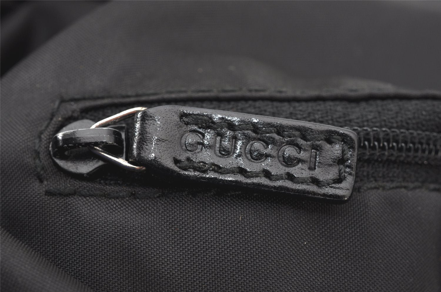 Authentic GUCCI Bamboo Shoulder Hand Bag Purse Nylon Leather 0011577 Black 5671K