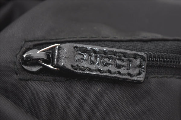 Authentic GUCCI Bamboo Shoulder Hand Bag Purse Nylon Leather 0011577 Black 5671K