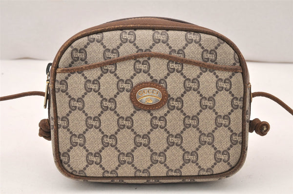 Authentic GUCCI GG Plus Shoulder Cross Body Bag PVC Leather Brown Junk 5673K