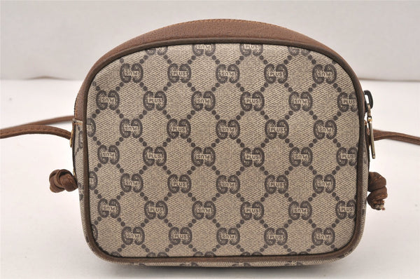 Authentic GUCCI GG Plus Shoulder Cross Body Bag PVC Leather Brown Junk 5673K