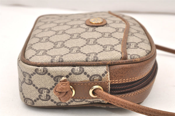 Authentic GUCCI GG Plus Shoulder Cross Body Bag PVC Leather Brown Junk 5673K
