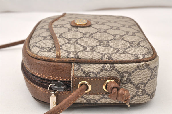 Authentic GUCCI GG Plus Shoulder Cross Body Bag PVC Leather Brown Junk 5673K