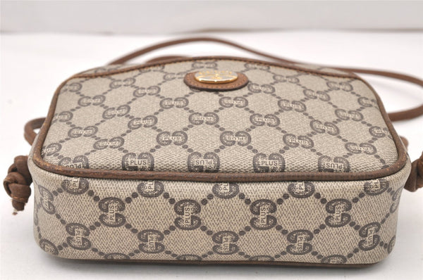 Authentic GUCCI GG Plus Shoulder Cross Body Bag PVC Leather Brown Junk 5673K