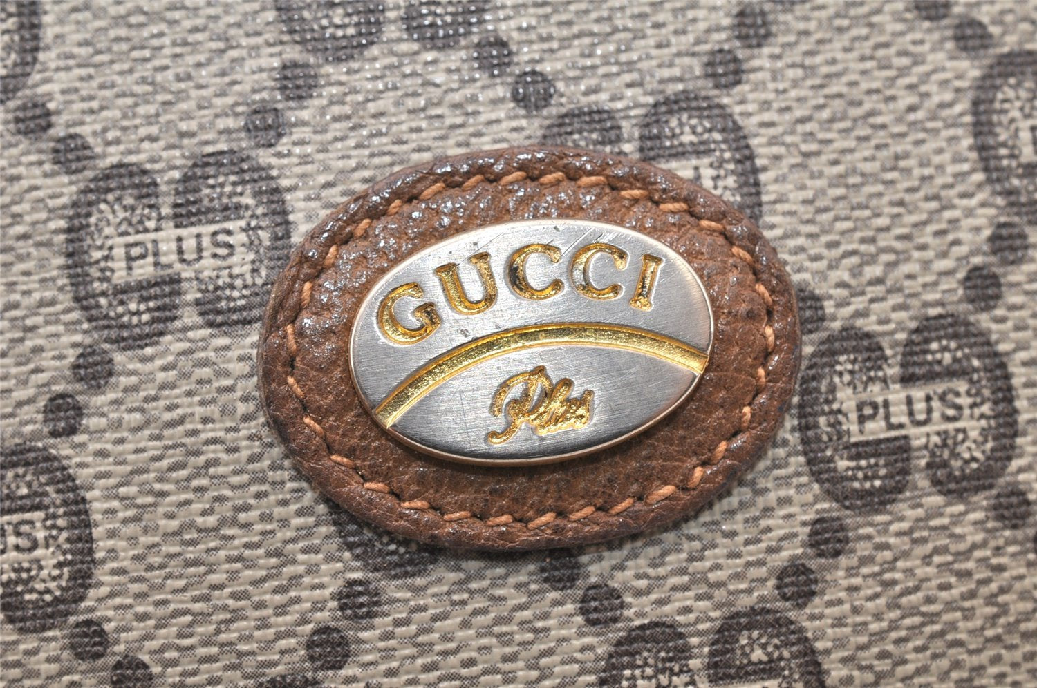 Authentic GUCCI GG Plus Shoulder Cross Body Bag PVC Leather Brown Junk 5673K
