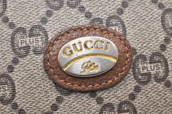 Authentic GUCCI GG Plus Shoulder Cross Body Bag PVC Leather Brown Junk 5673K