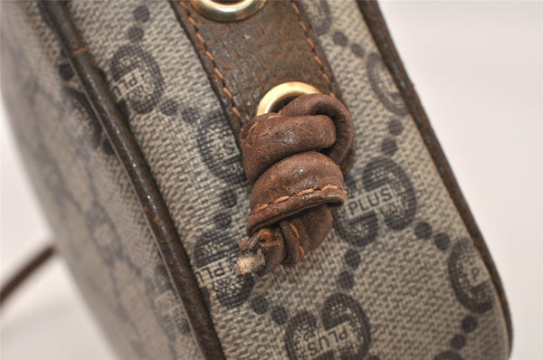 Authentic GUCCI GG Plus Shoulder Cross Body Bag PVC Leather Brown Junk 5673K